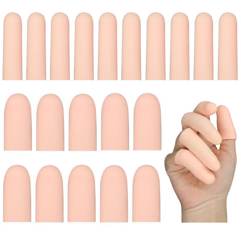 NVTEGR 20 Pcs Silicone Finger Protectors, Finger Protectors, Finger Cots for Dry Skin, Finger Protector for Finger Cracking, Wound, Hand Eczema, Finger Arthritis and More (2 Size, Nude) - Image 1